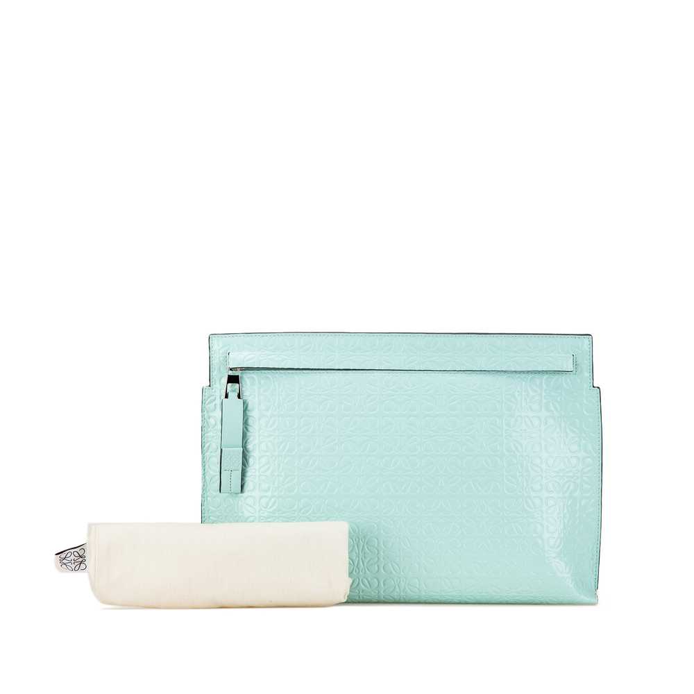 Blue LOEWE Embossed Anagram Repeat T Clutch - image 7