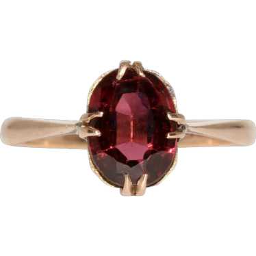 Antique Edwardian Almandine Garnet Solitaire 9K Go