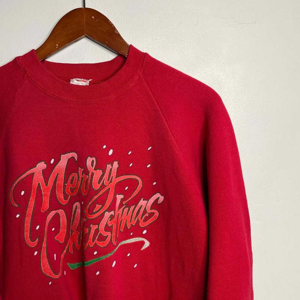 Vintage 90s Vintage Red Merry Christmas Sweatshir… - image 3