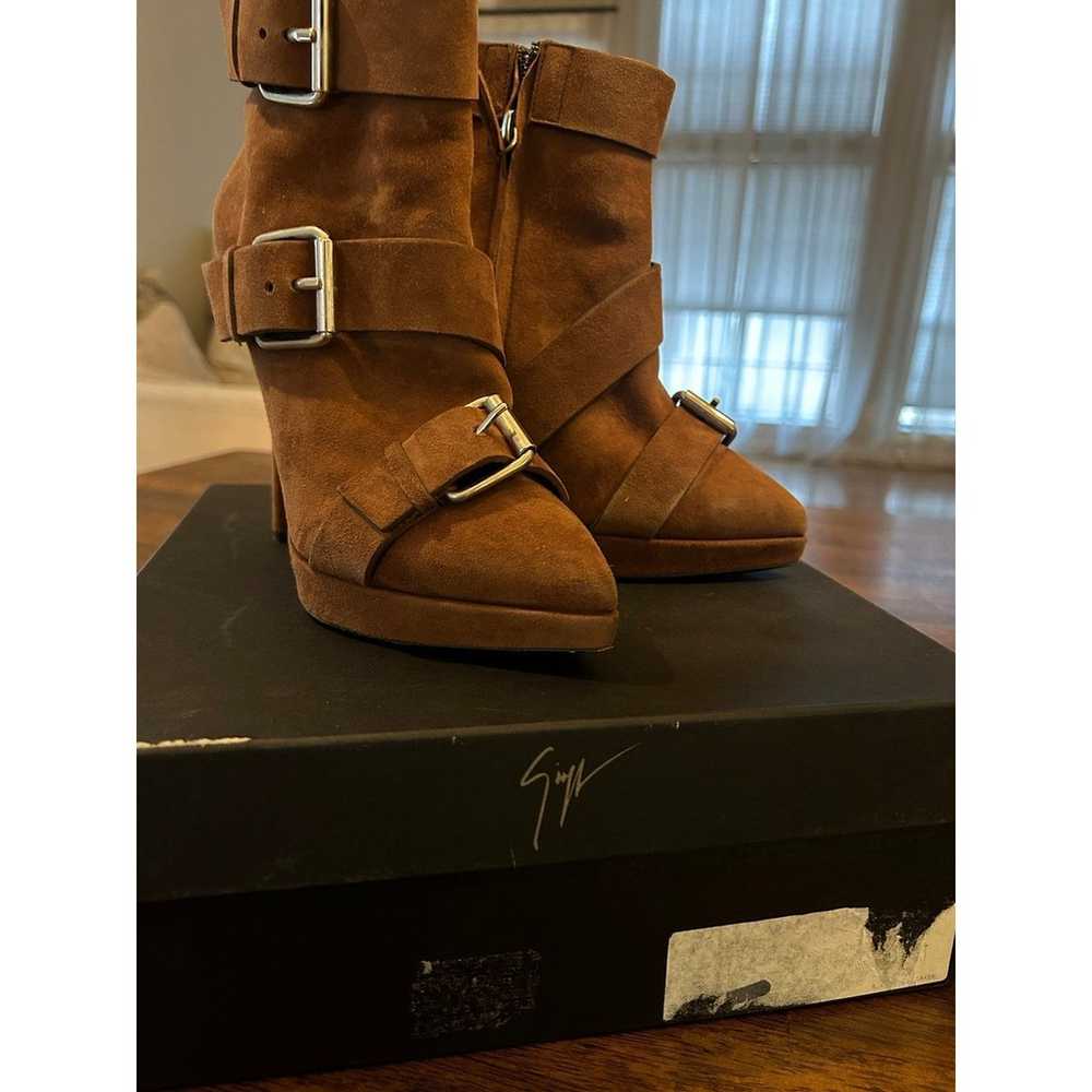 Giuseppe Zanotti brown buckled suede EMY platform… - image 3