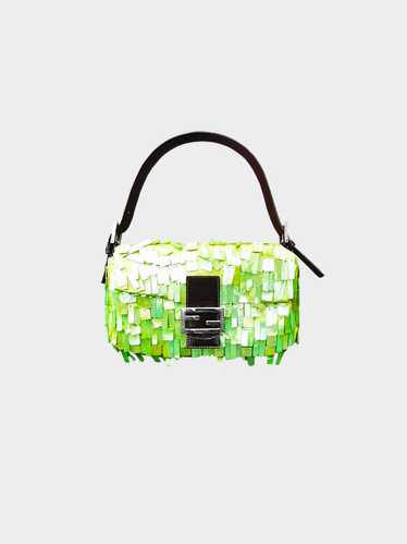 Fendi 2000s Rare Green Satin and Mother of Pearl … - image 1