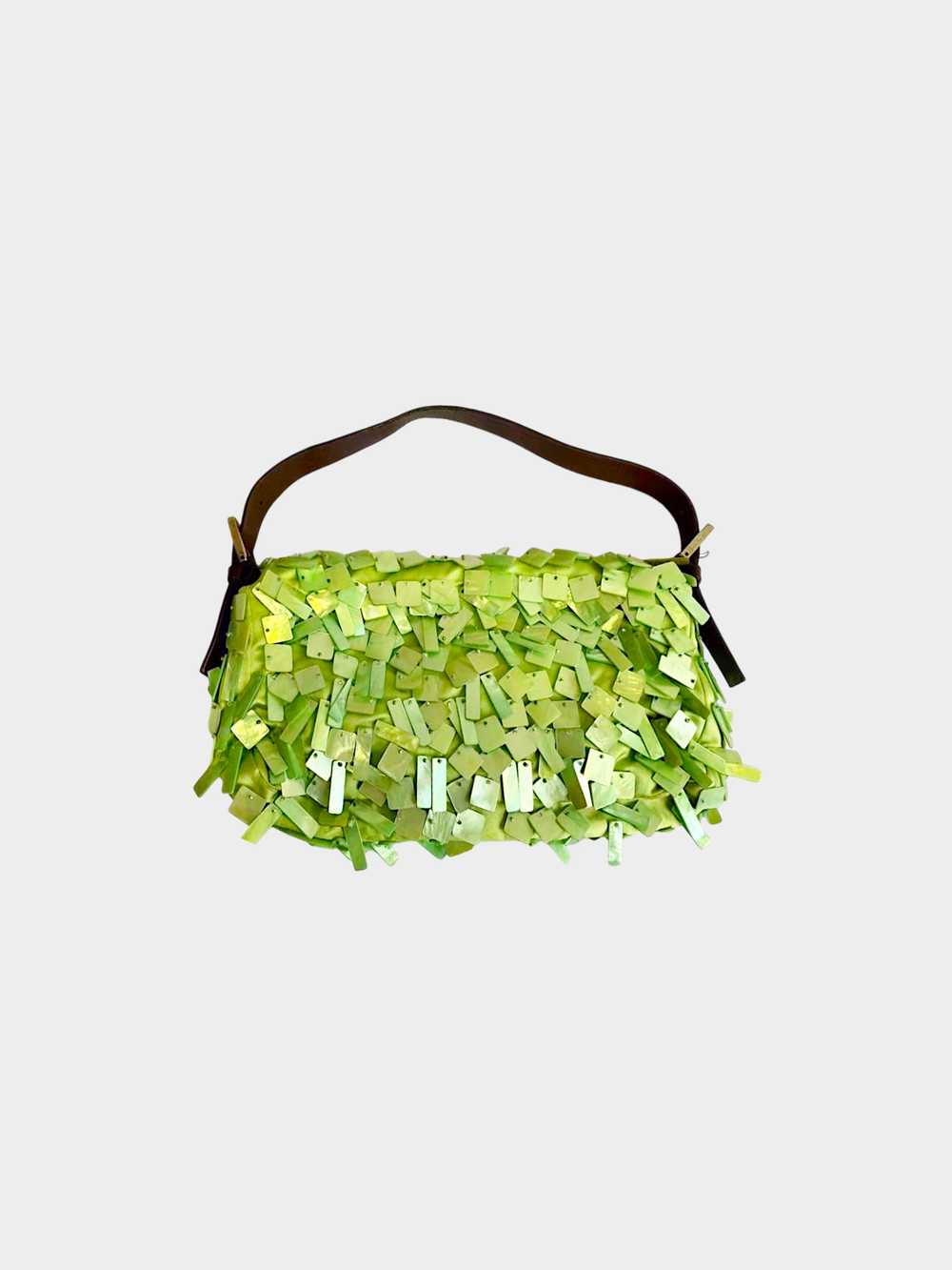 Fendi 2000s Rare Green Satin and Mother of Pearl … - image 3