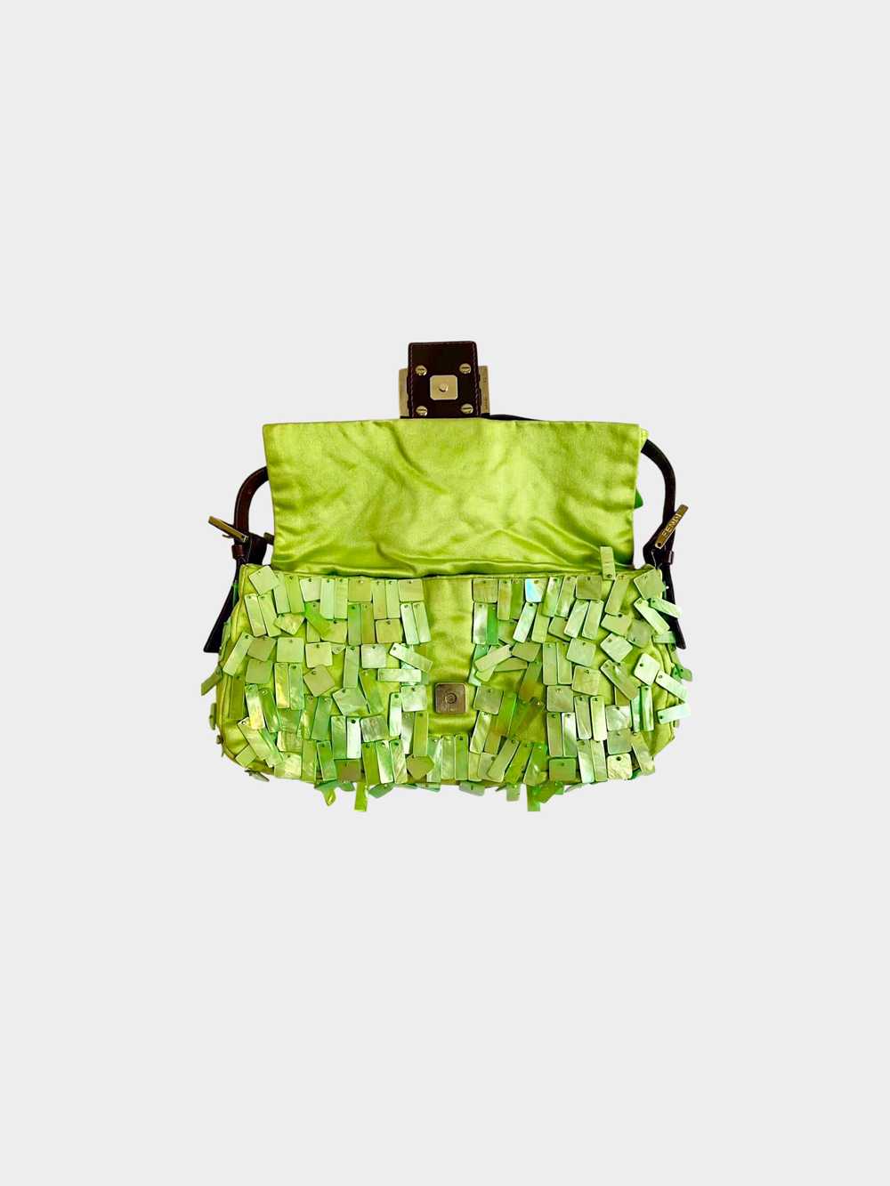 Fendi 2000s Rare Green Satin and Mother of Pearl … - image 4