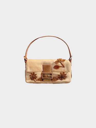 Fendi 2000s Brown Felt and Pony Hair Applique Bag… - image 1