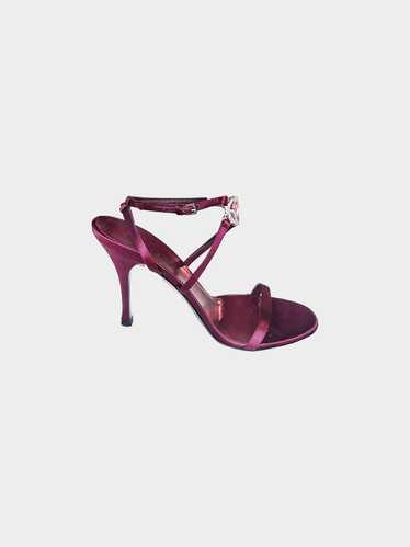 Gucci 2000s Burgundy GG Rhinestone Strappy Heels