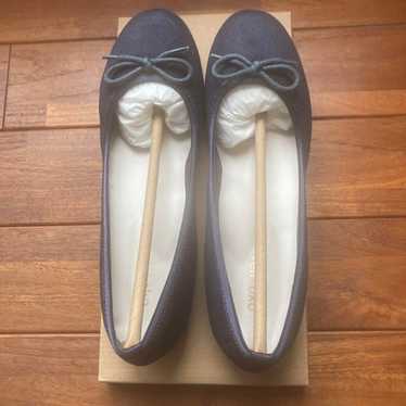 Velikoko Flat Ballet Pumps 1.5 Heel Navy Suede