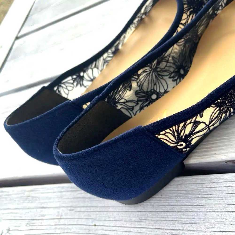 Navy Sequin Pointed Toe Flat Shoes - image 4