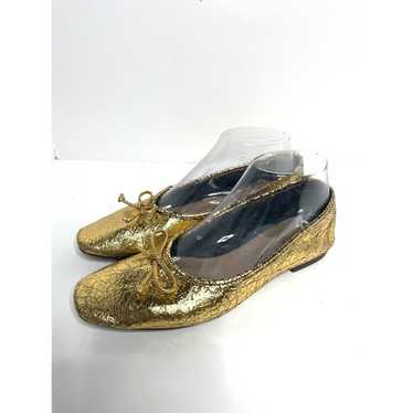 Schutz Women's Arissa Ballet Flats Gold Cracked M… - image 1