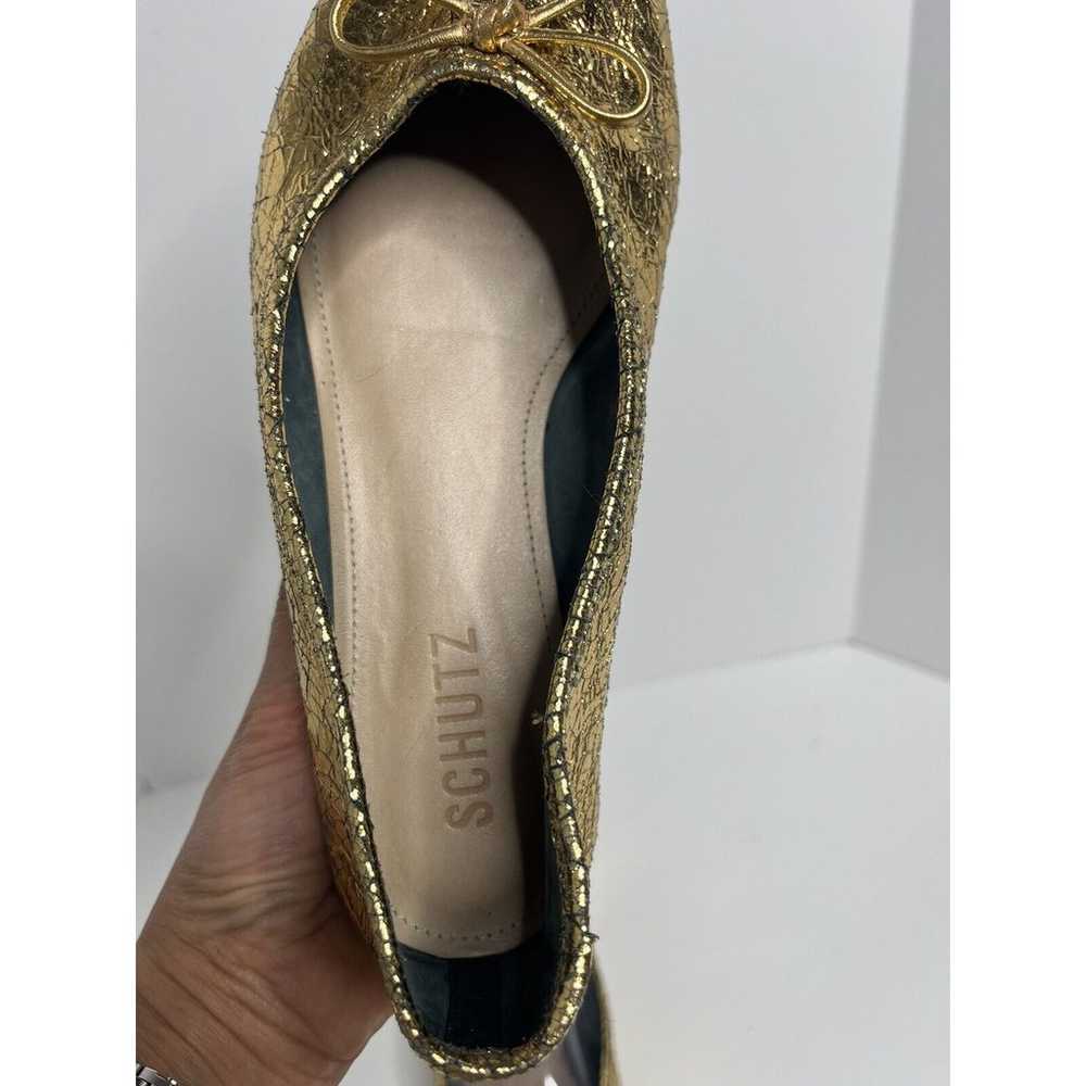 Schutz Women's Arissa Ballet Flats Gold Cracked M… - image 6