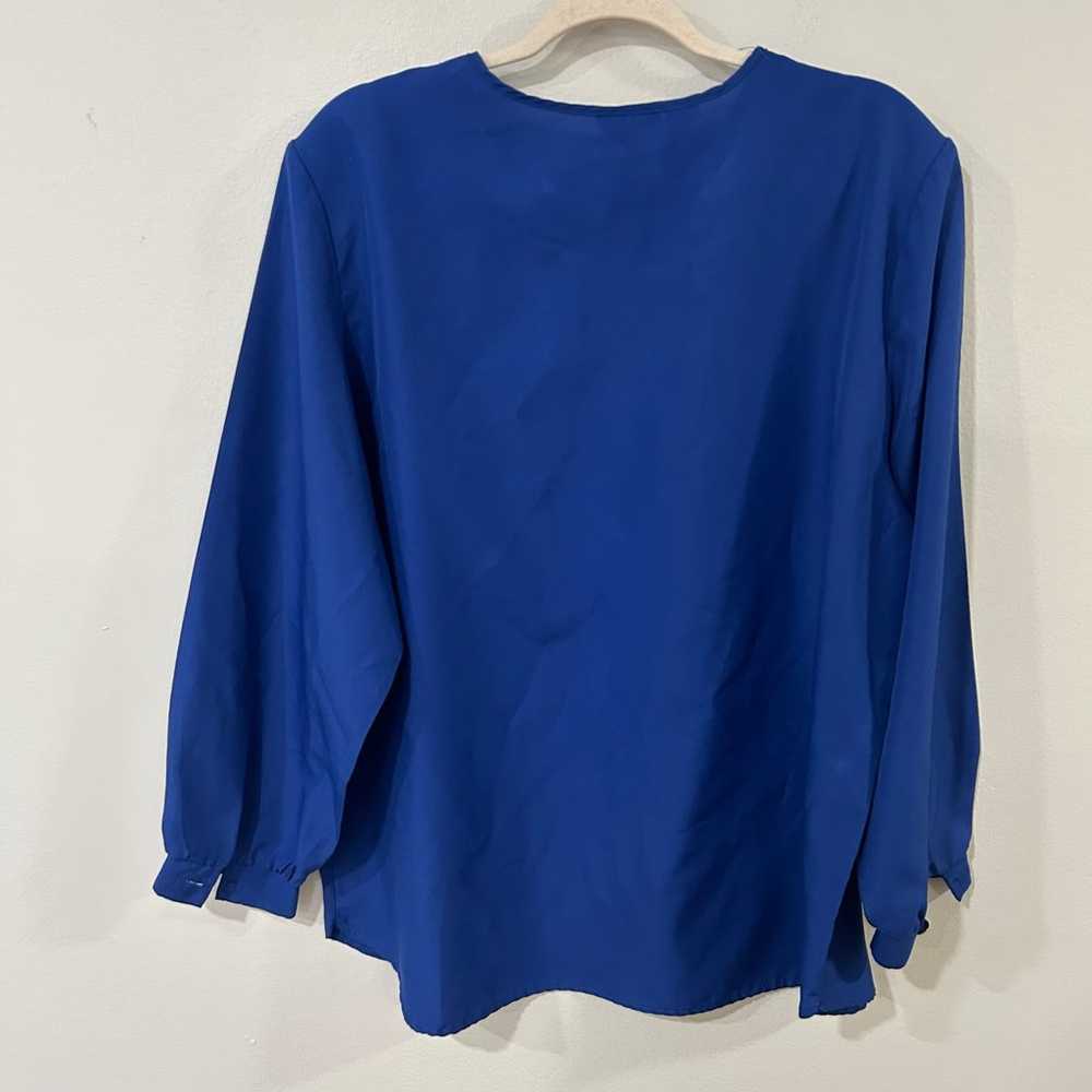 Vintage Blair Long Sleeve Royal Blue Blouse Shirt… - image 4