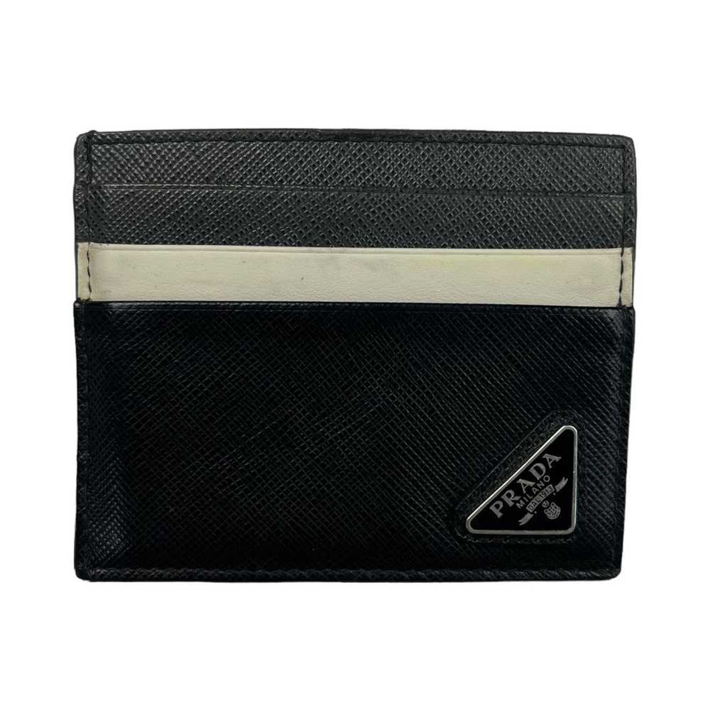 Prada Prada Saffiano Triangle Card Holder Wallet - image 1