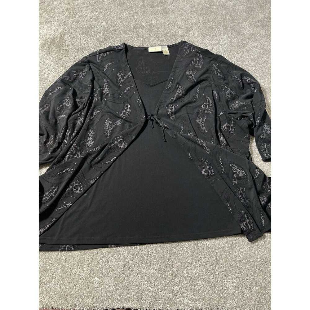 Other Vintage Womens Plus 4X Tunic Black Glitter … - image 6