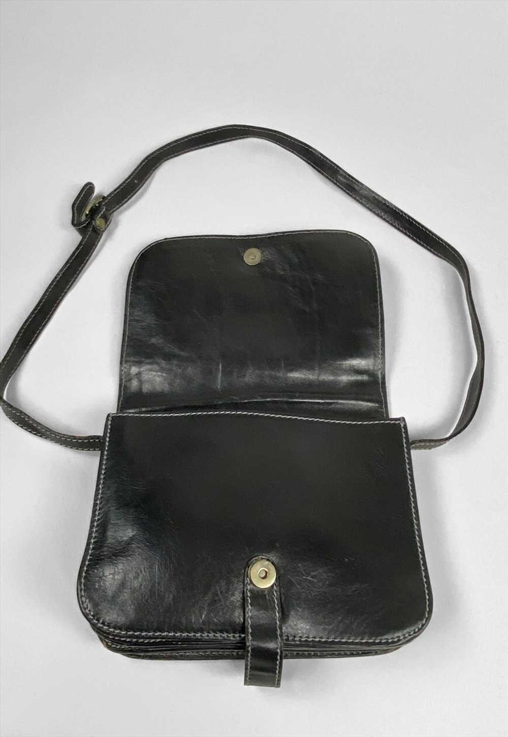 80's Conte Di Cavour Vintage Black Leather Saddle… - image 4