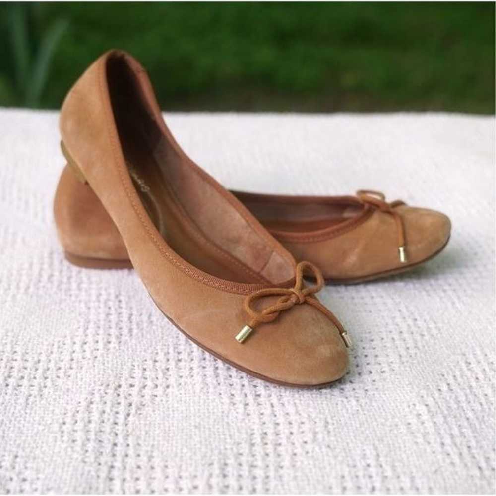 Cosmo Paris Camel Tan Suede Leather Ballet Flats - image 1