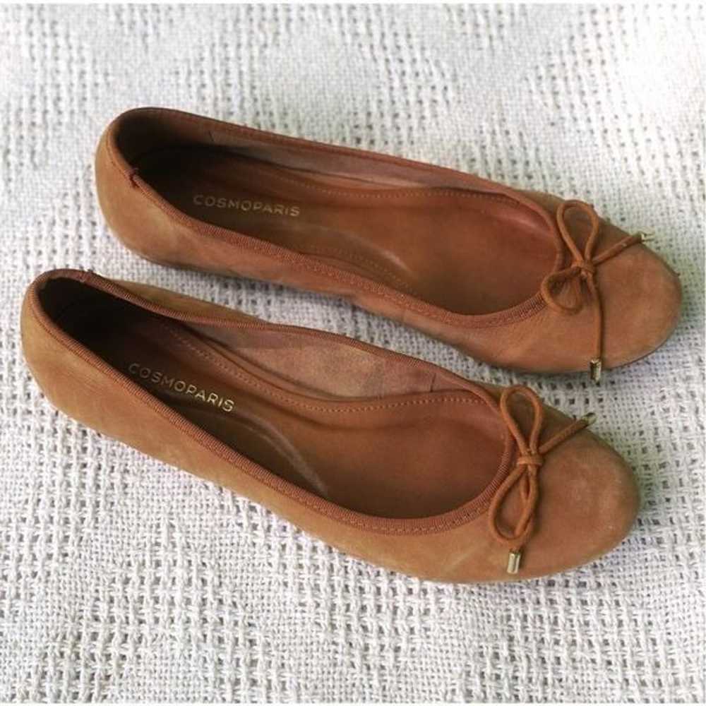 Cosmo Paris Camel Tan Suede Leather Ballet Flats - image 5