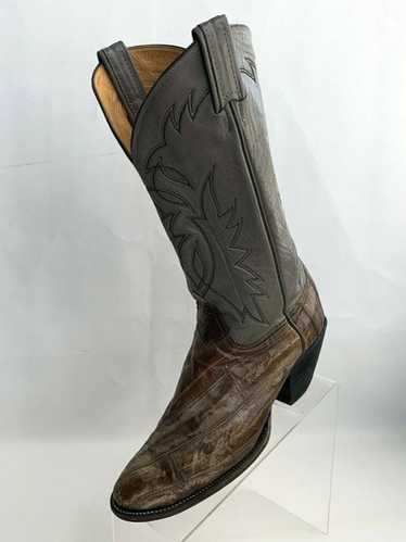 靴 vintage tony lama gray long boots Vintage Tony Lama Snakeskin & Leather Knee High Western