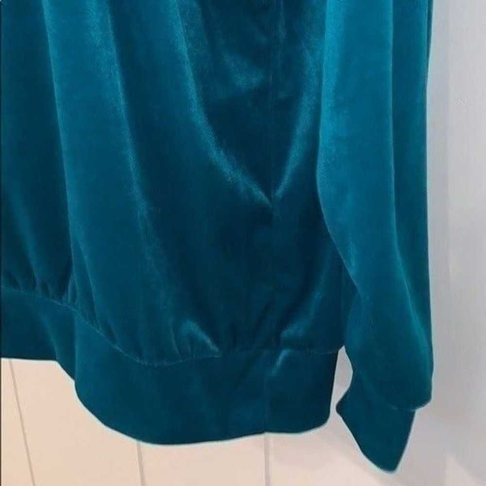 Vtg 90s Jaclyn Smith black & turquoise velour top - image 3