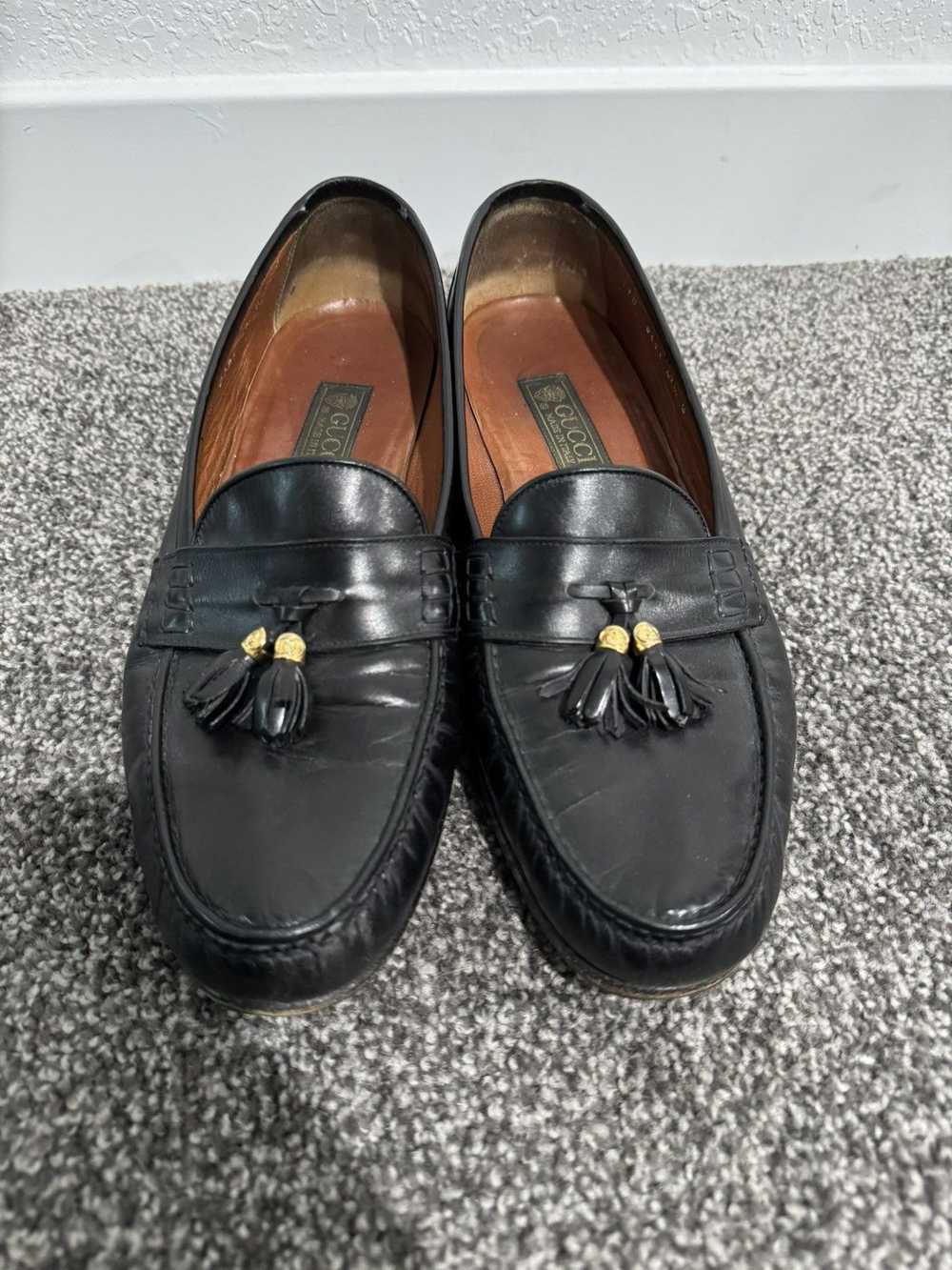 Gucci × Vintage Vintage Gucci Loafers - Black Lea… - image 11