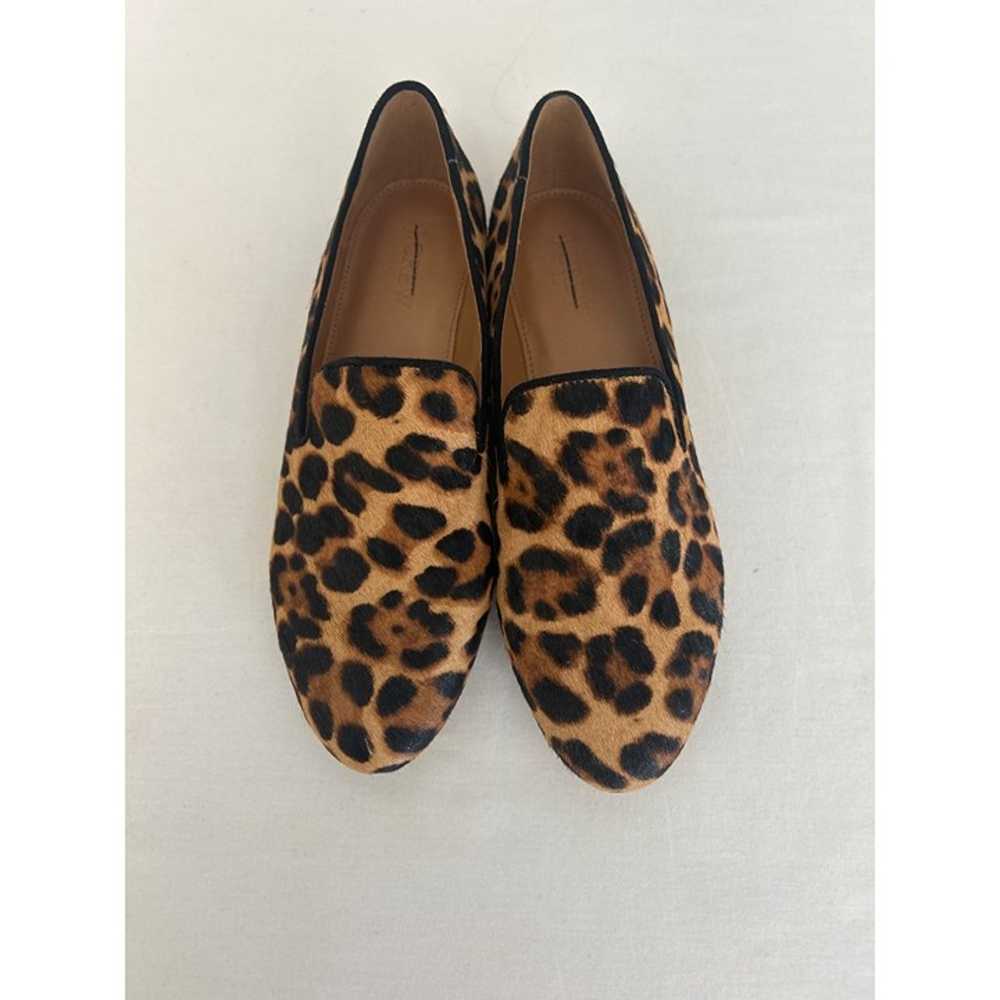 J Crew Factory Leopard calf hair smoking loafers … - image 1