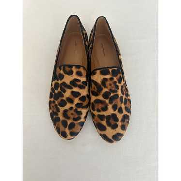 J Crew Factory Leopard calf hair smoking loafers A