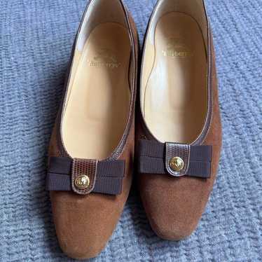 Burberry Brown Suede Pumps with Ribbon and Gold - image 1