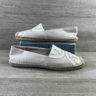 Tory Burch Poppy White Pink Canvas Patent Espadri… - image 1