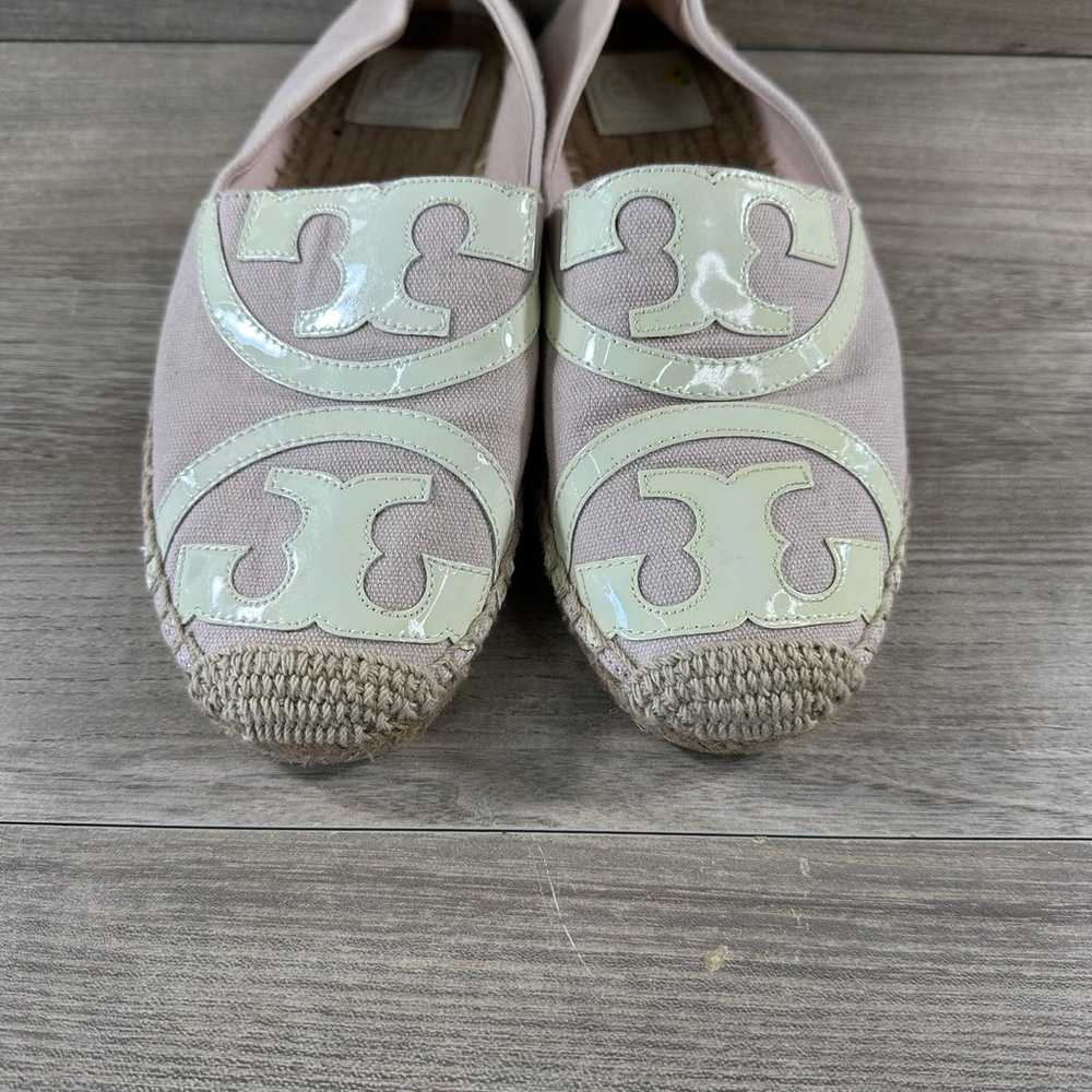 Tory Burch Poppy White Pink Canvas Patent Espadri… - image 5