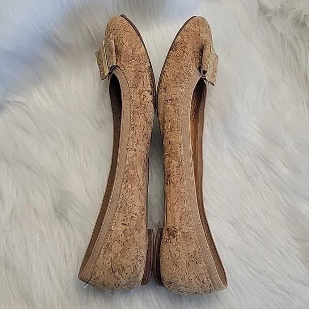 kate spade Tan Tok Cork Round Toe Bow Gold Logo A… - image 3