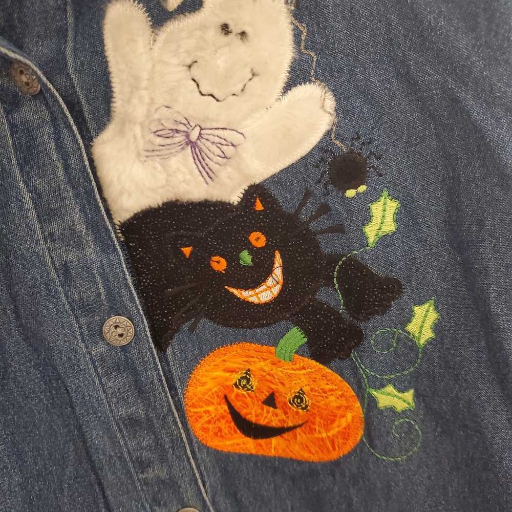 Vintage 90's Ladies Halloween Denim Long Sleeve - image 2