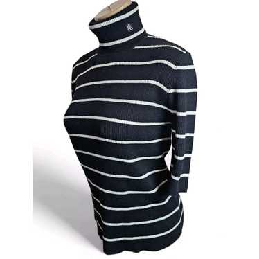 LRL Ralph Lauren Ribbed Black | White Stripe Ther… - image 1