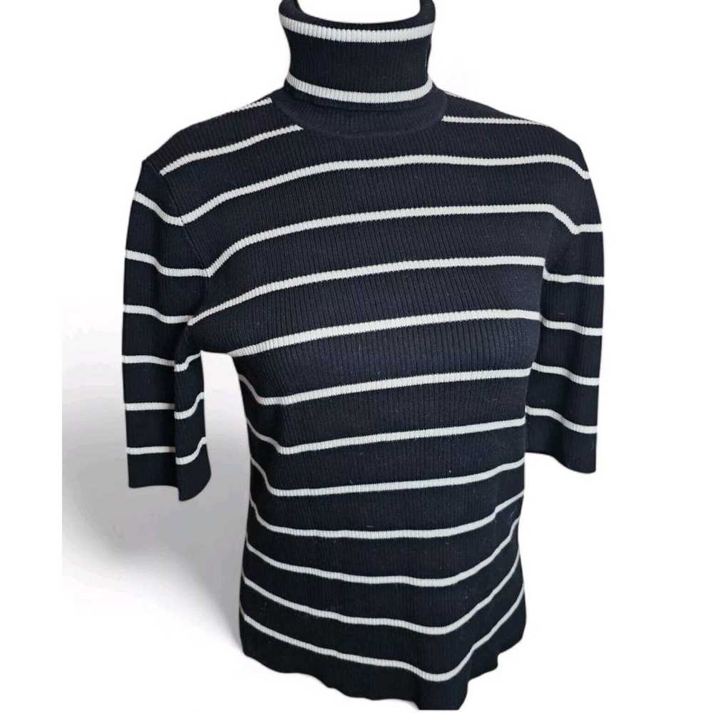 LRL Ralph Lauren Ribbed Black | White Stripe Ther… - image 2