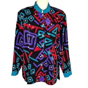 Peter Popovich Womens Large Vintage 80s Geometric 