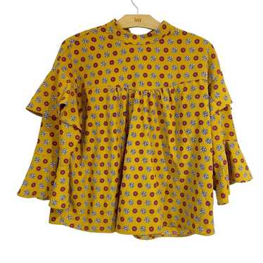 Anthropologie Eri + Ali Women Blouse Vintage Gold… - image 1