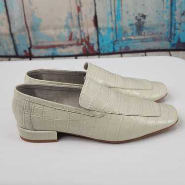 Jeffrey Campbell Marko Croc Embossed Loafer in Ivory sale