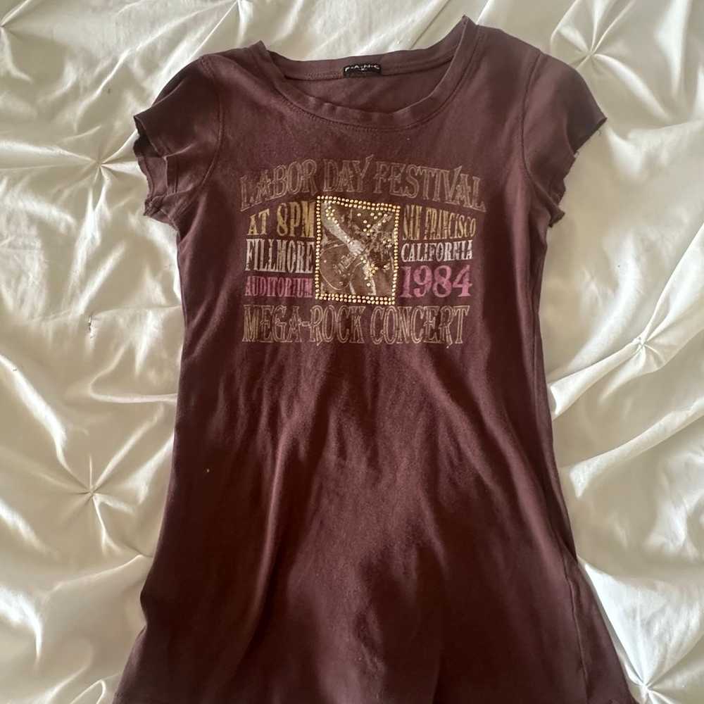 Vintage y2k Brown Brandy Melville style graphic t… - image 1