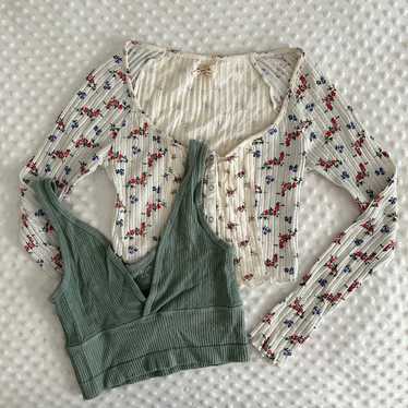 Long Sleeve Cropped Top and Crop Top Bundle Set - image 1