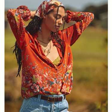 Anthropologie Floral Chiffon Blouse