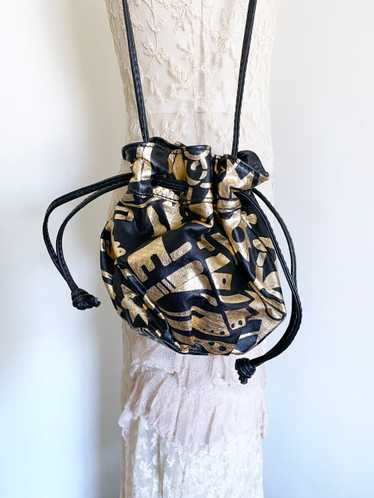 Black and Gold Drawcord Purse