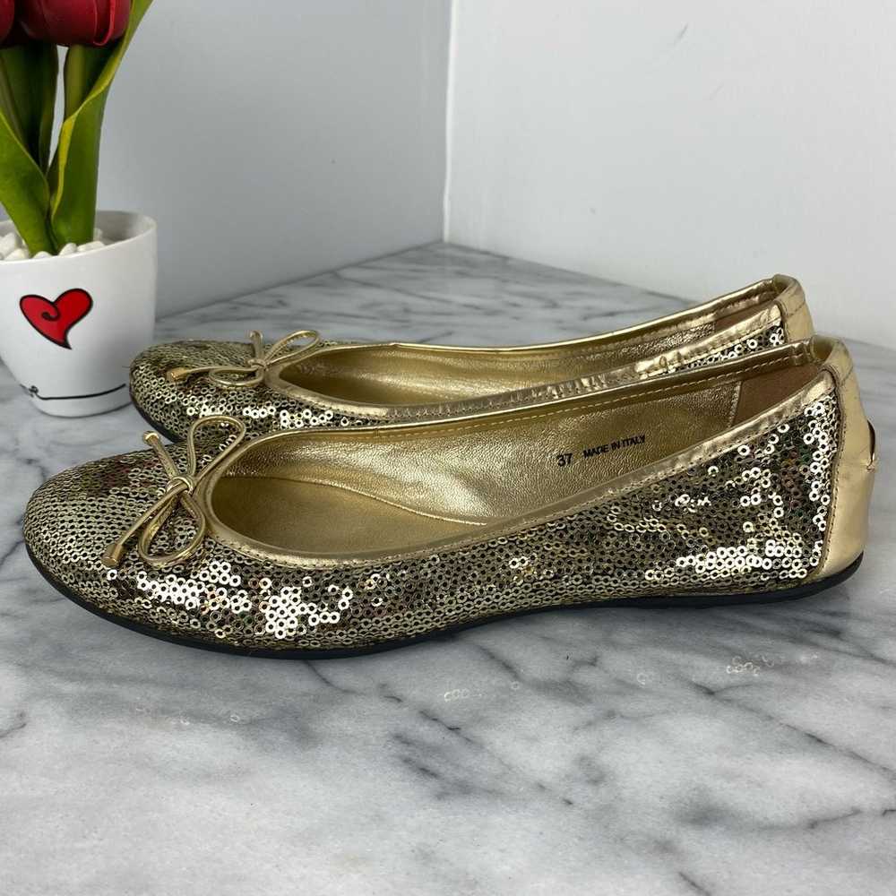 Jimmy Choo Walsh Gold Sequin Ballet Flat Shoes Si… - image 2