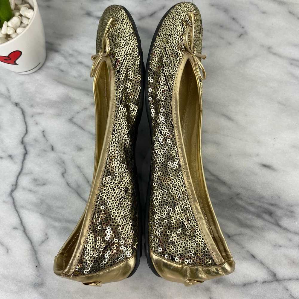 Jimmy Choo Walsh Gold Sequin Ballet Flat Shoes Si… - image 7