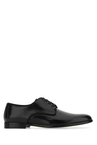 Black Leather Lace-Up Shoes