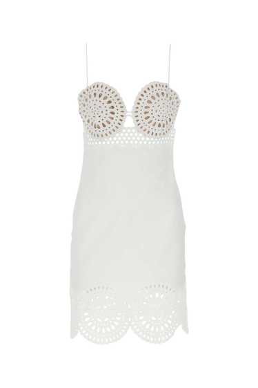 White Linen Blend Mini Dress