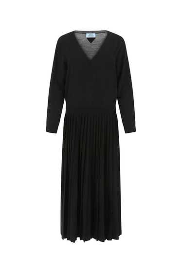 Black Stretch Wool Blend Dress