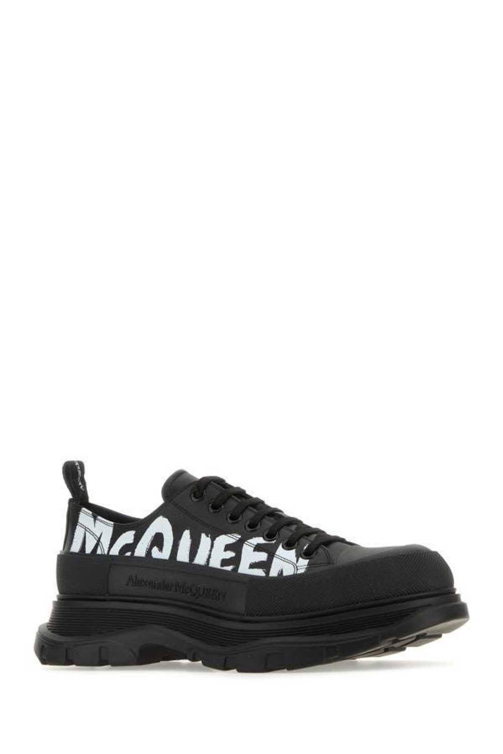 Black Leather Tread Slick Sneakers - image 4