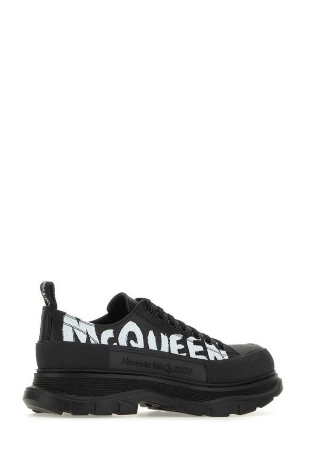 Black Leather Tread Slick Sneakers - image 5