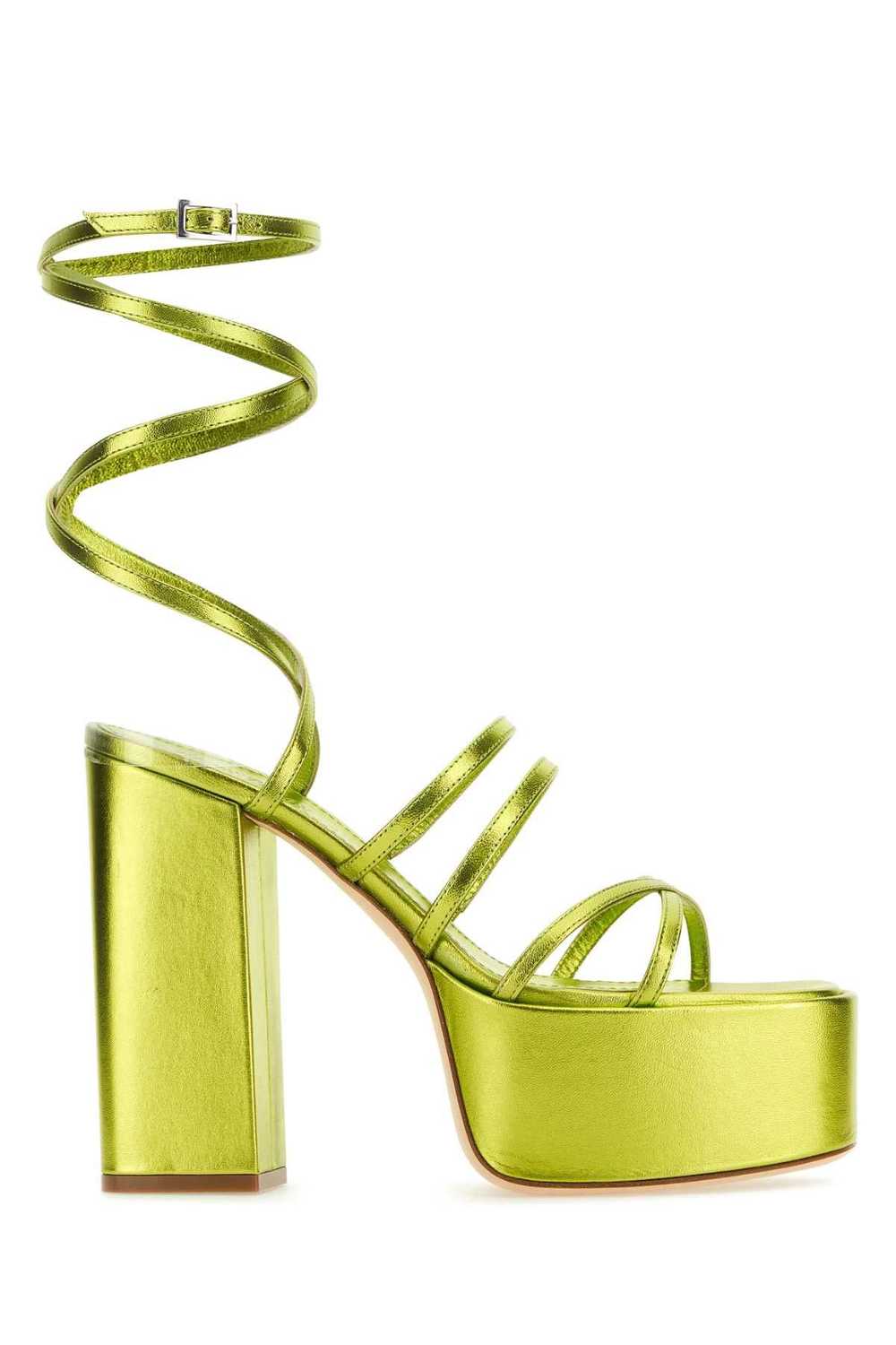 Acid Green Leather Evita Sandals - image 1