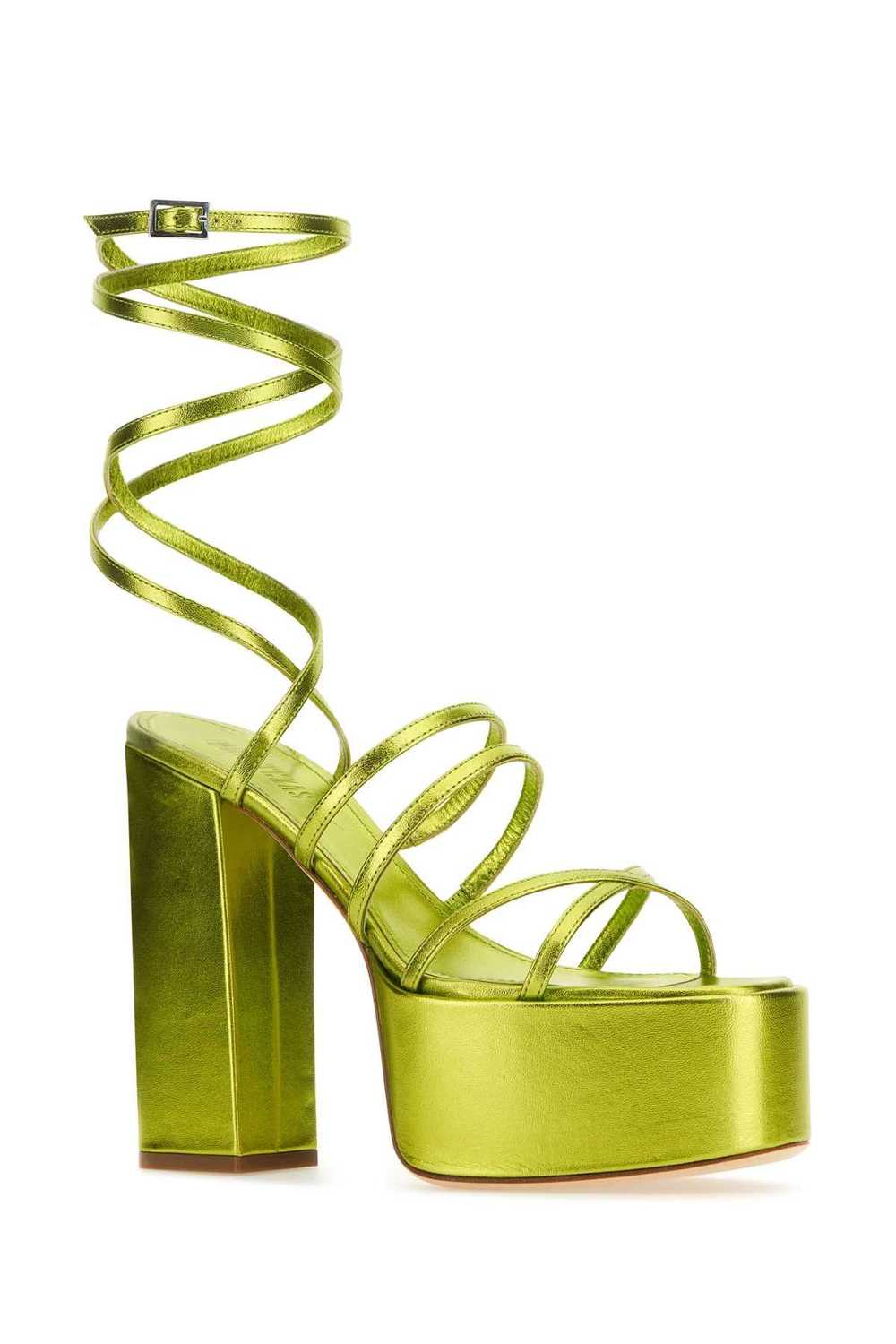 Acid Green Leather Evita Sandals - image 2