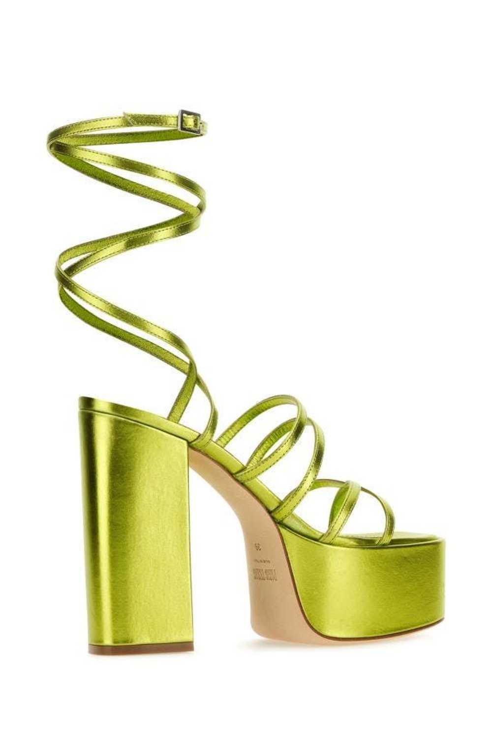 Acid Green Leather Evita Sandals - image 5