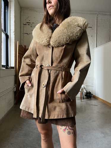 60s/70s Suede & Sherpa Penny Lane Coat, Small/Med