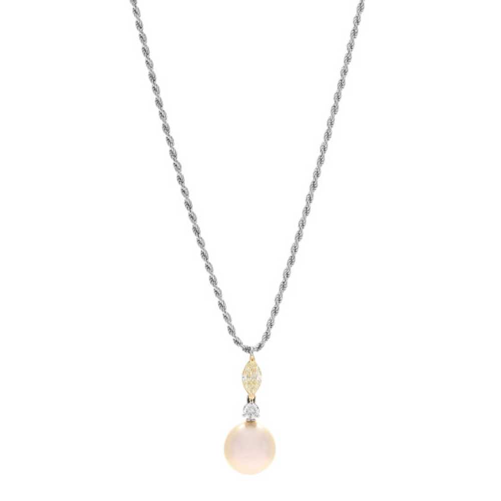 DAMIANI 18K White Gold Yellow Diamond Pearl Drop … - image 1